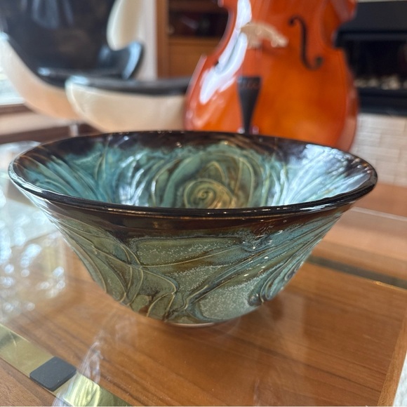 Louis Brud Handcrafted Pottery Bowl Art Pottery Vintage Blue - Picture 9 of 13